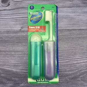 2 LOT GUM Travel AntiBacterial Bristle Protection Soft Toothbrush - HIS & HERS